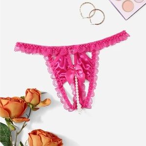 Hot pink nwt lace Crotchless panties